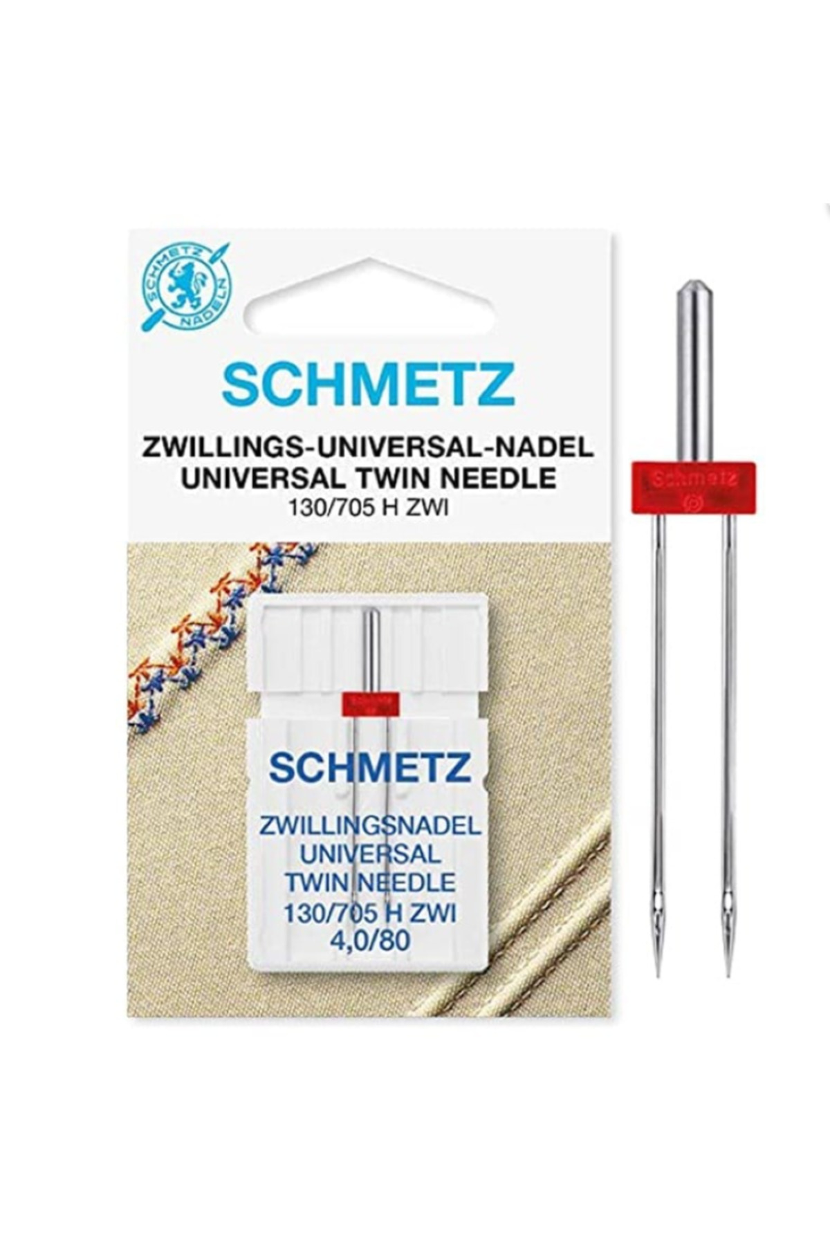 Schmetz Ev Tipi Aile Dikiş Makinesi Çiftli Dikiş İğnesi / 130/705 H ZWI 4.0/80
