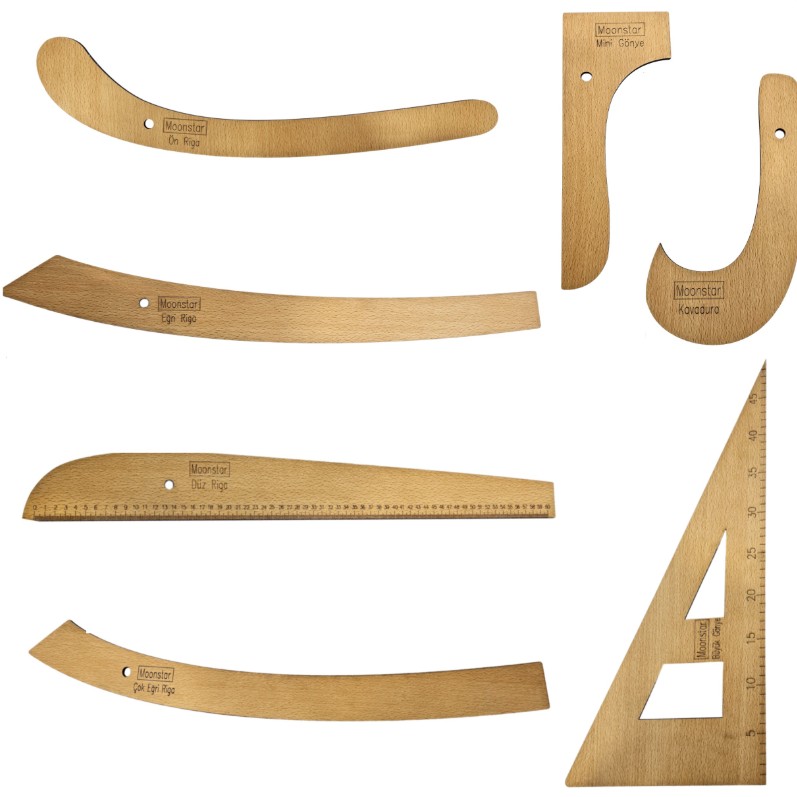 Ahşap Riga Cetvel Takım (7 Parça)